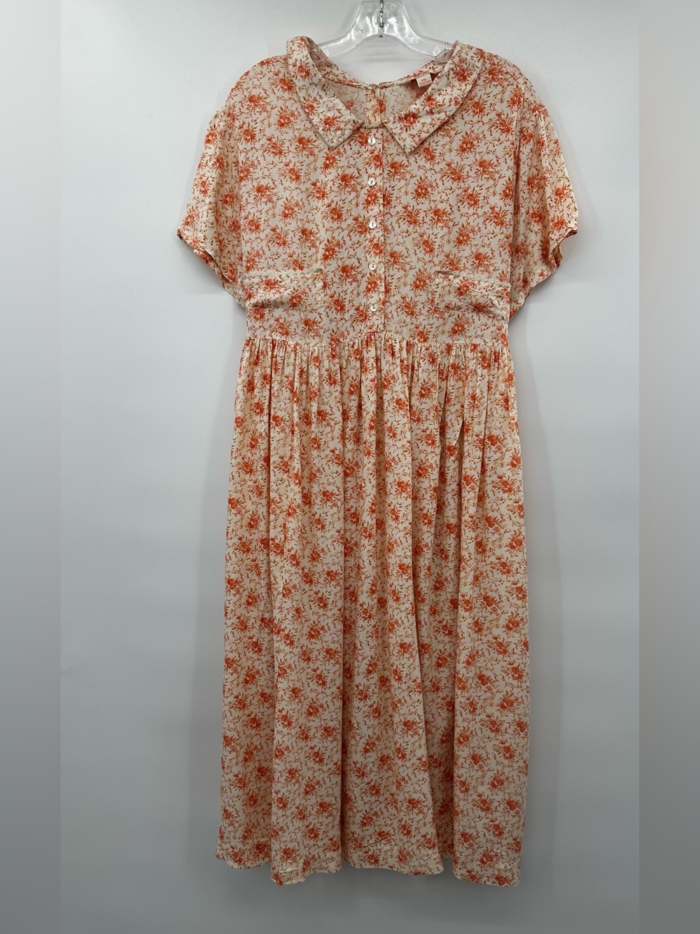 April Cornell Peach Floral Print Vintage Prairie look Dress size XXL - Picture 2 of 11